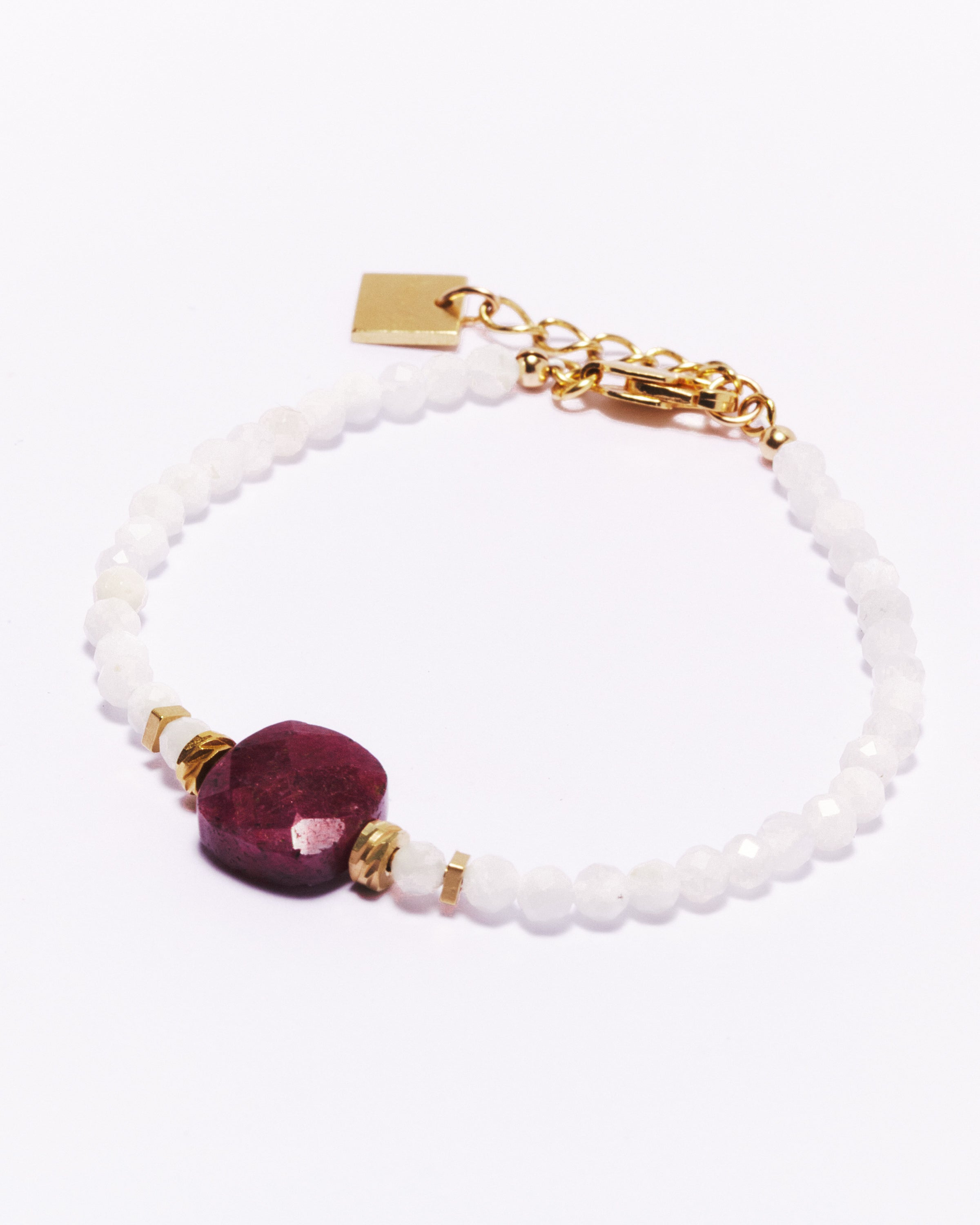 Bracelet NERA - Pierre de lune & Rubis