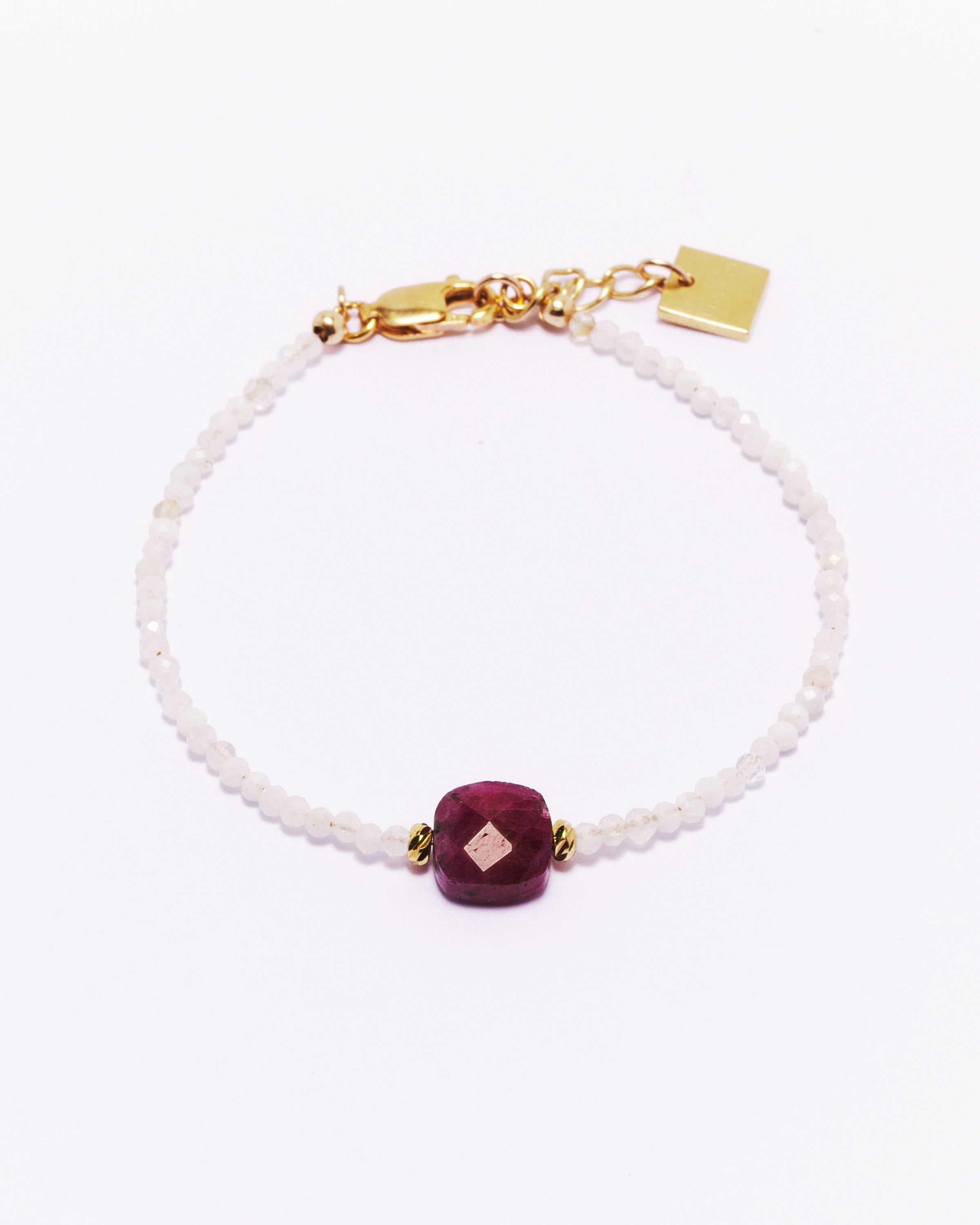 Bracelet MUUN - Pierre de lune & Rubis