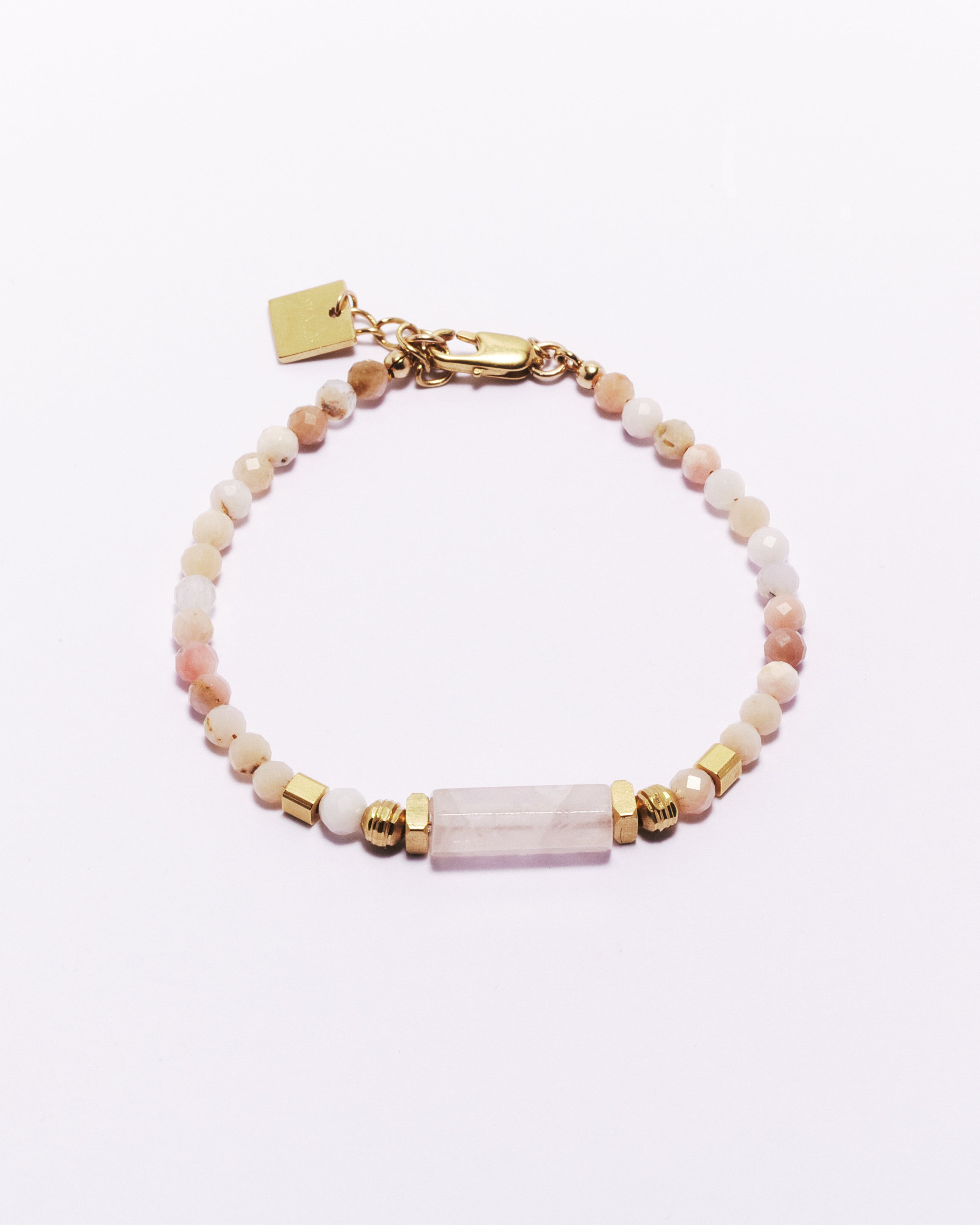 Bracelet ASHA - Opale rose & Quartz rose