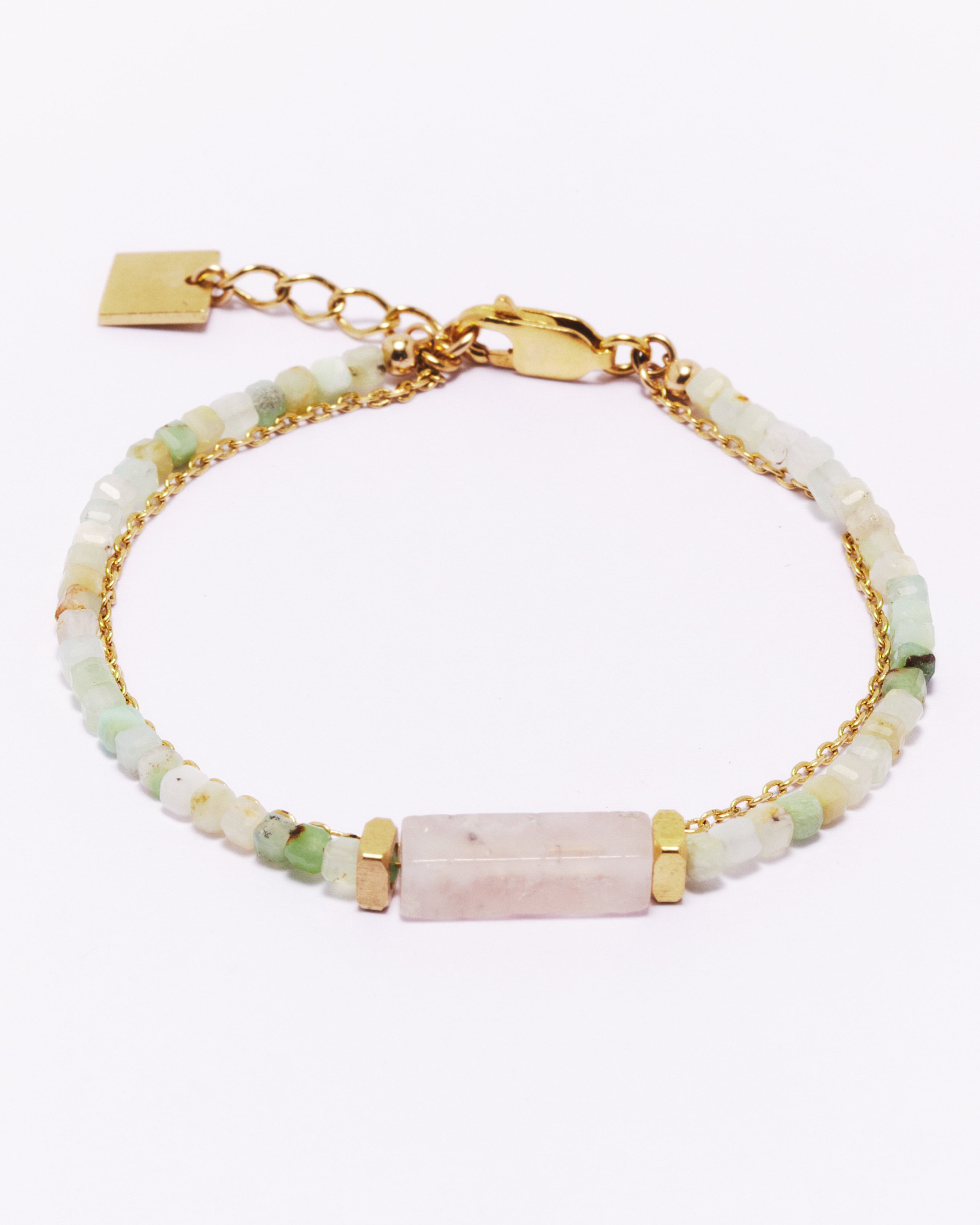 Bracelet INARA - Chrysoprase & Quartz rose