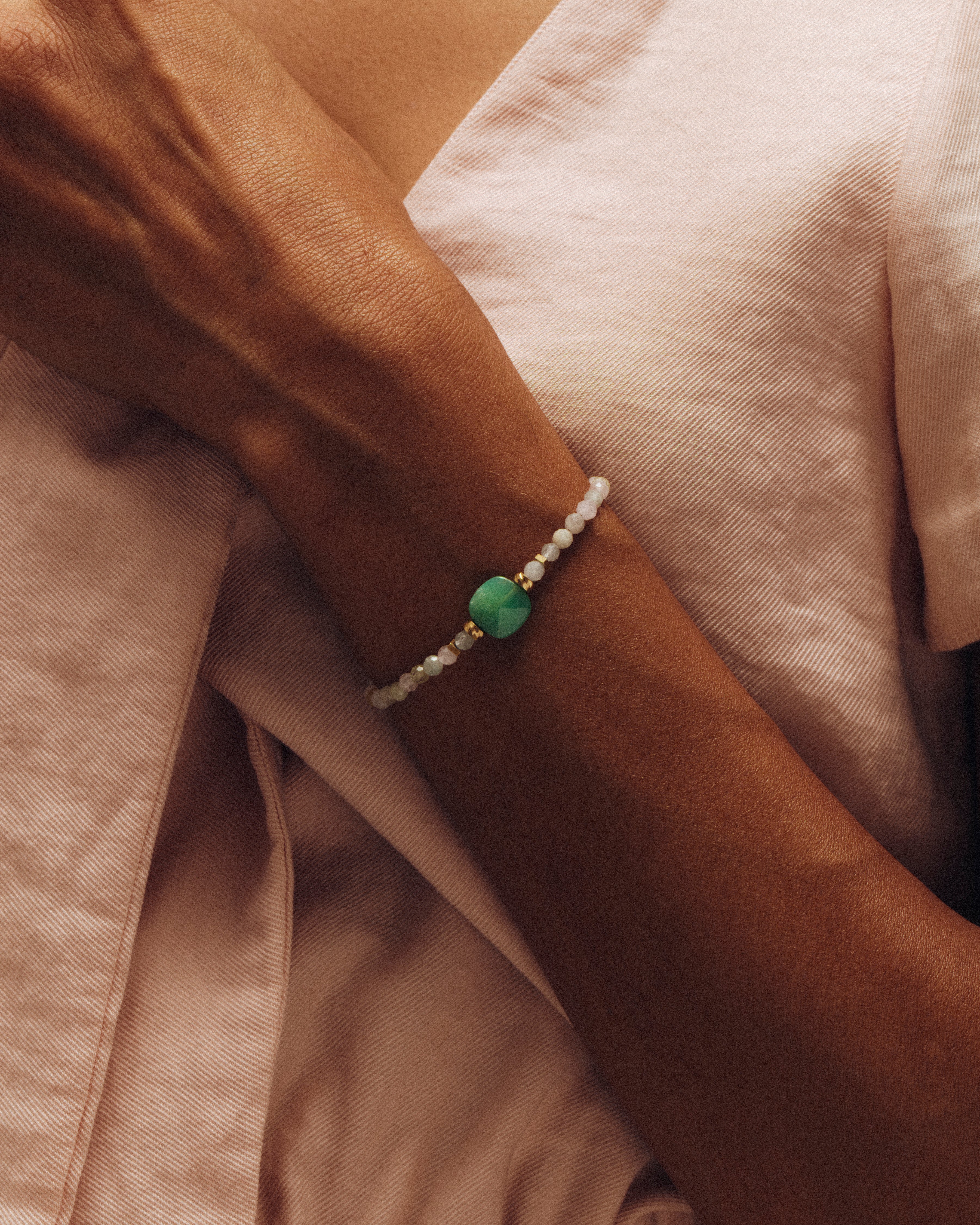 Bracelet NERA - Morganite & Chrysoprase