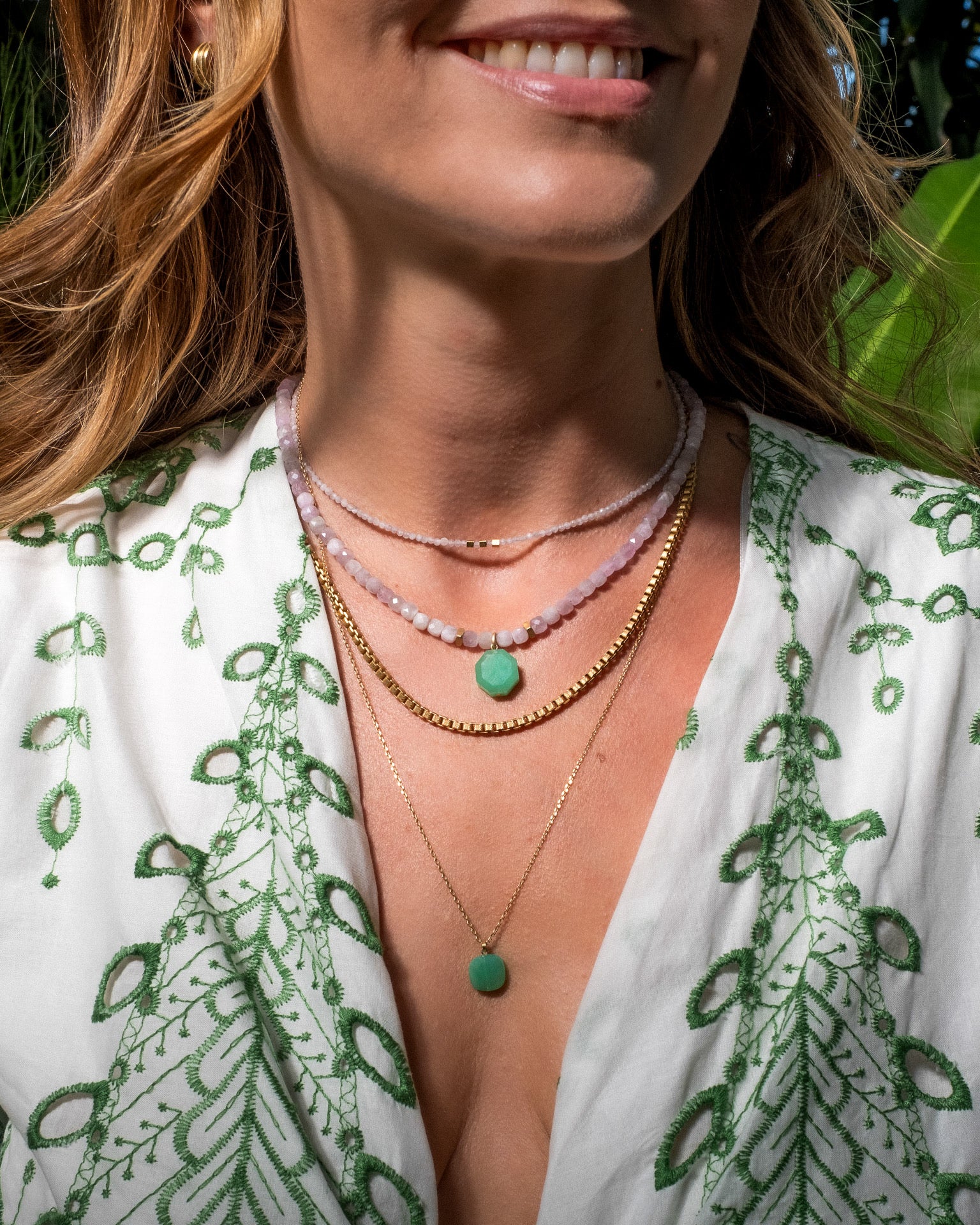 Collier AKAIA - Kunzite & Chrysoprase