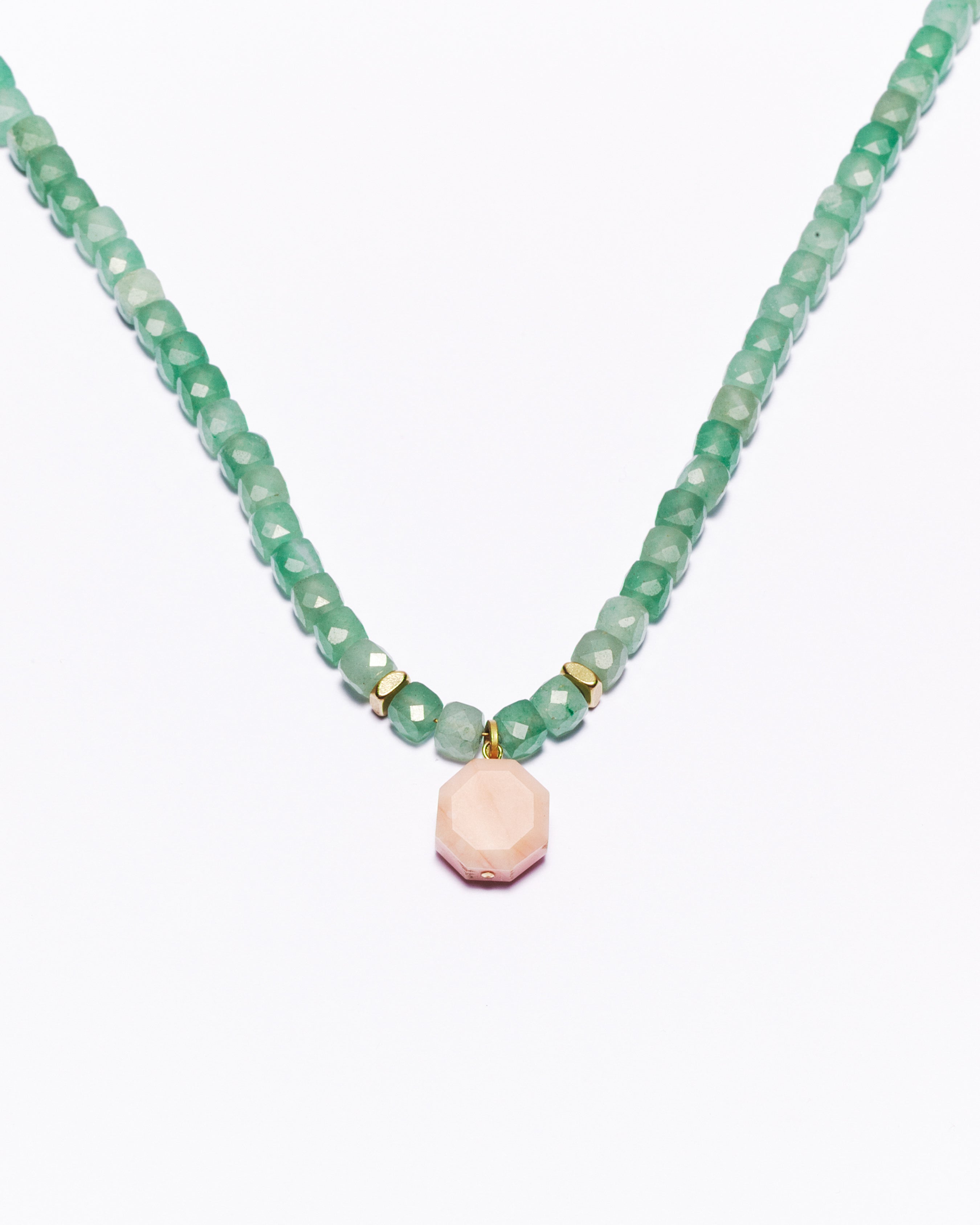 Collier AKAIA - Aventurine & Opale rose