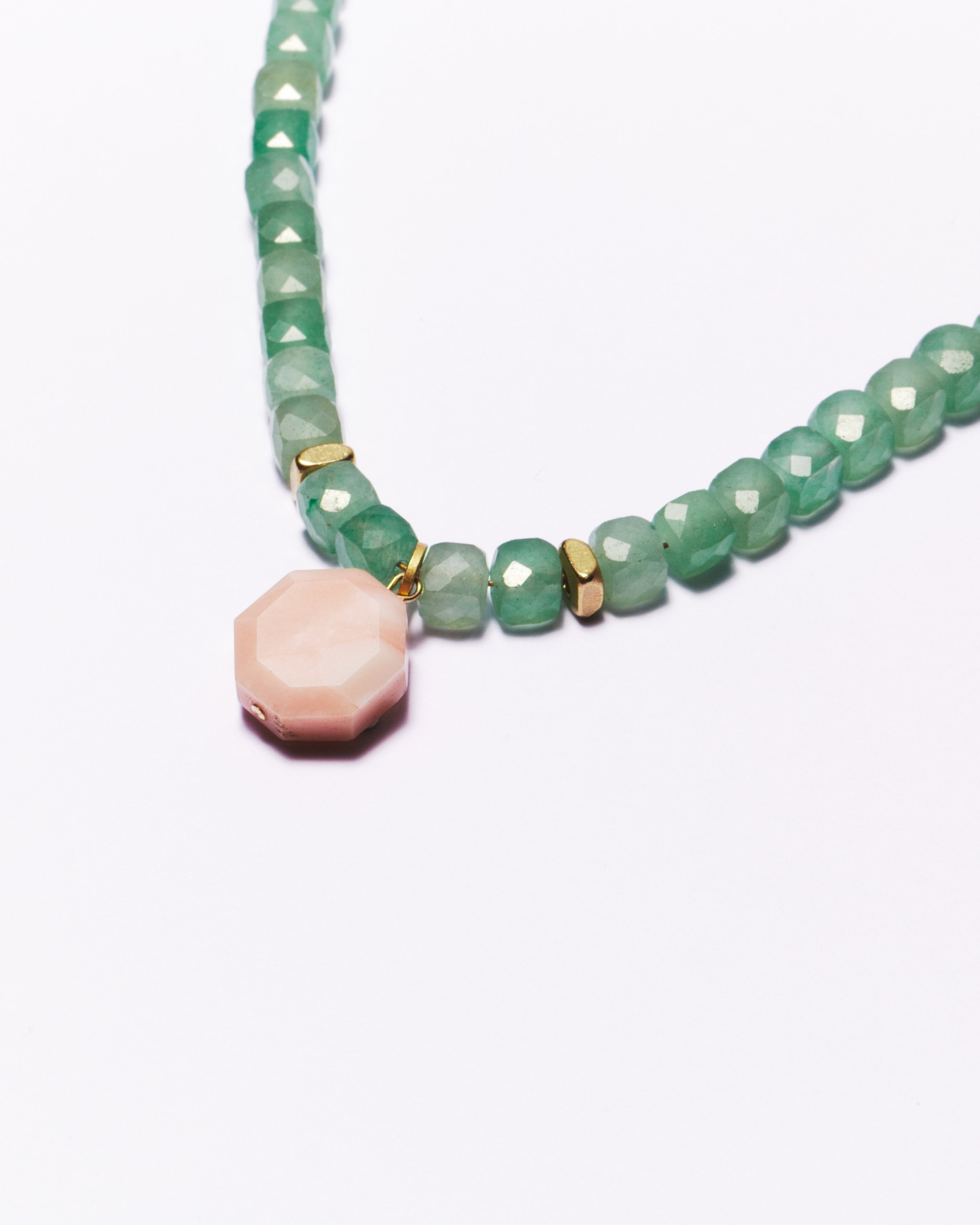 Collier AKAIA - Aventurine & Opale rose