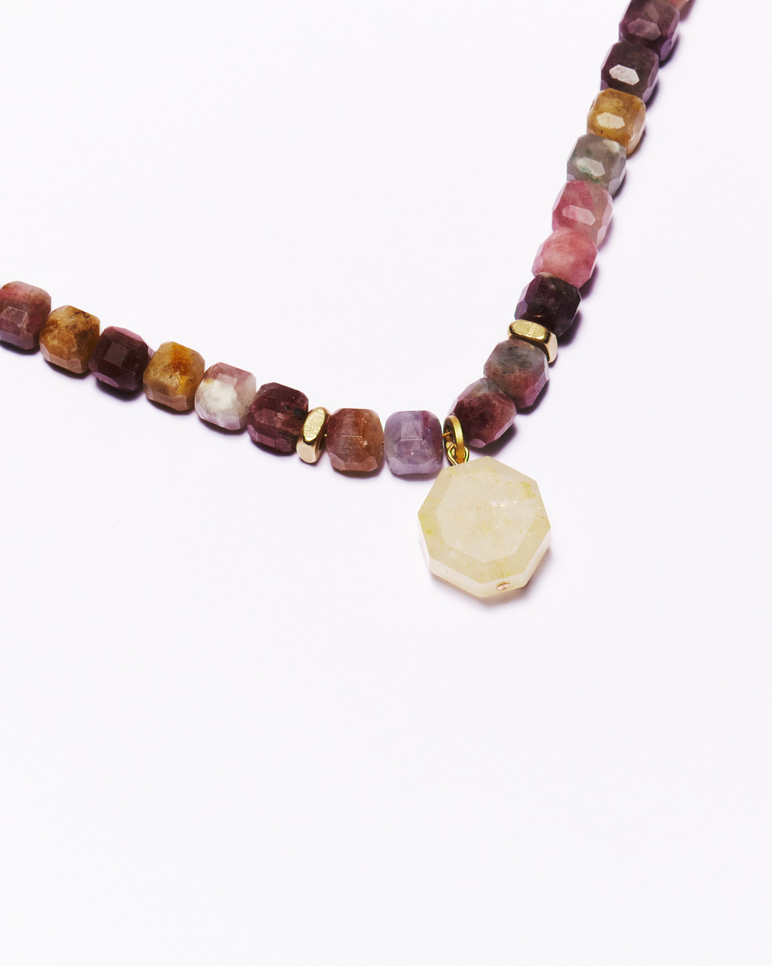 Collier AKAIA - Tourmaline multicolore & Aventurine jaune