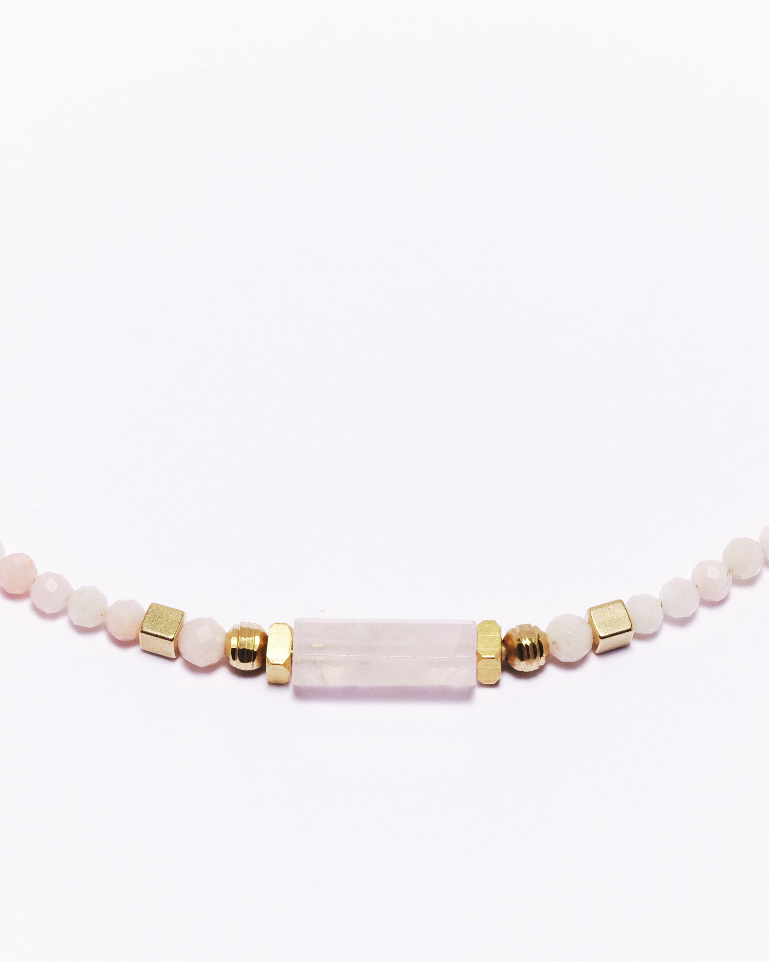 Collier ASHA - Opale rose & Quartz rose