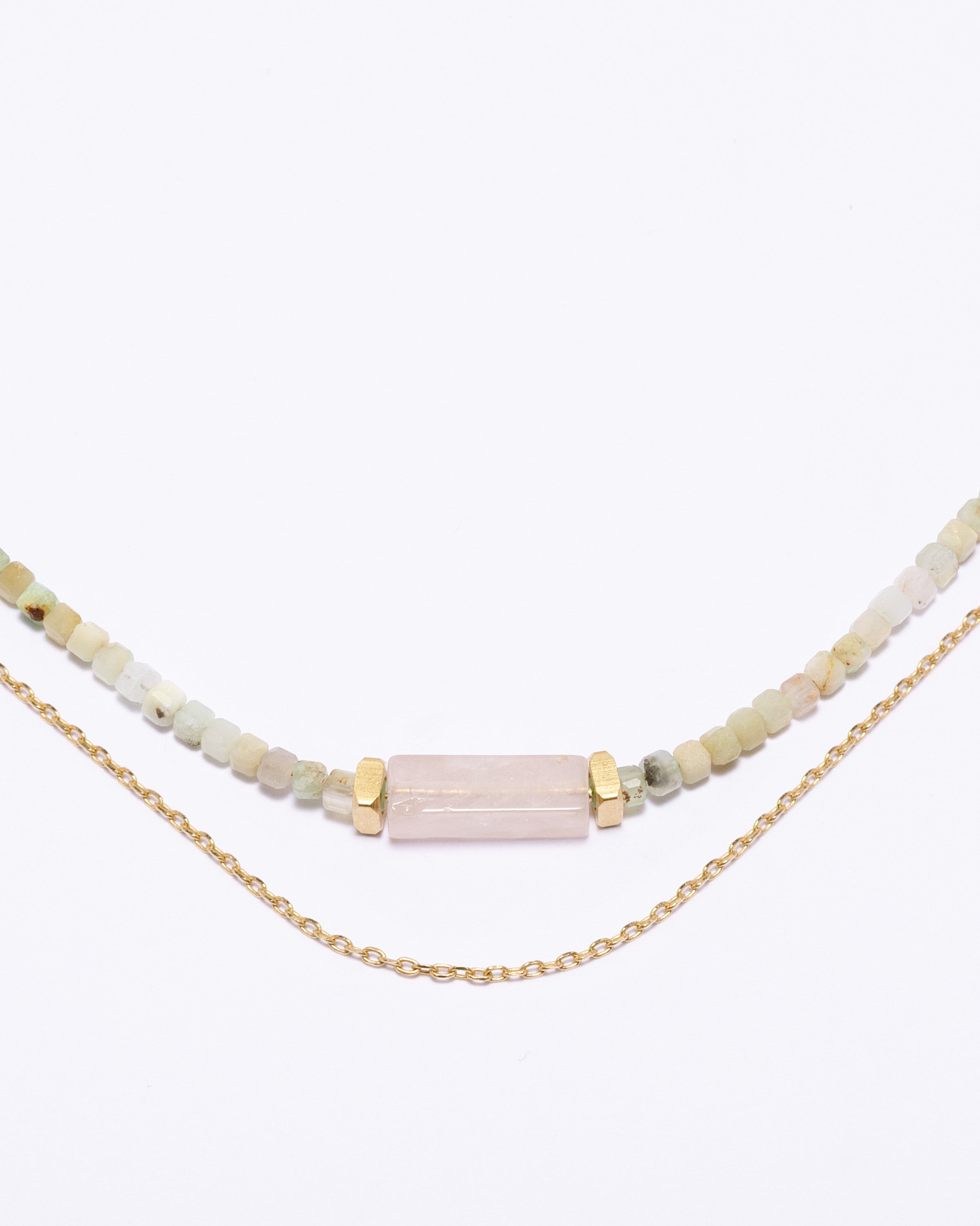 Collier INARA - Chrysoprase & Quartz rose