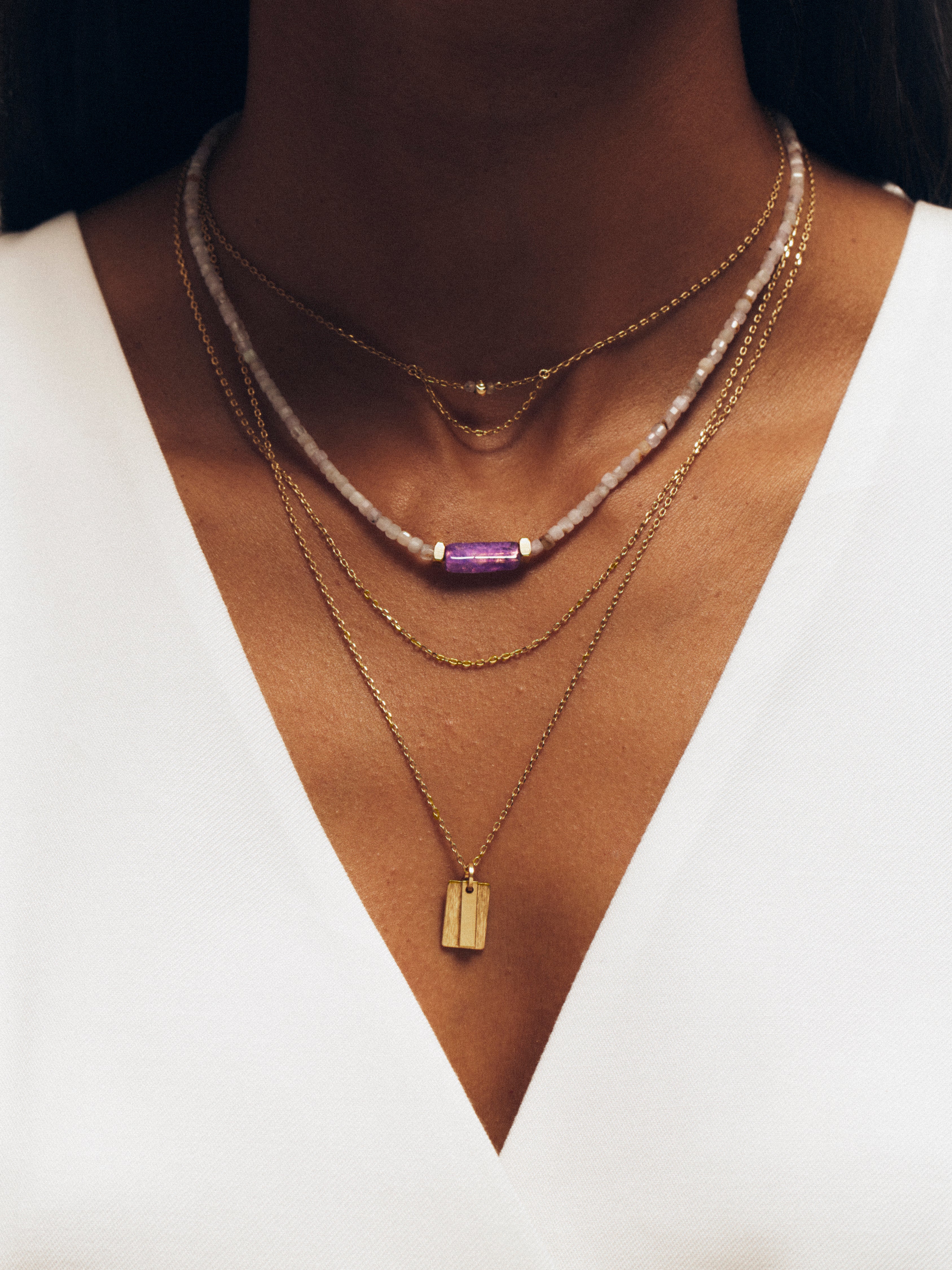 Collier INARA - Kunzite & Améthyste