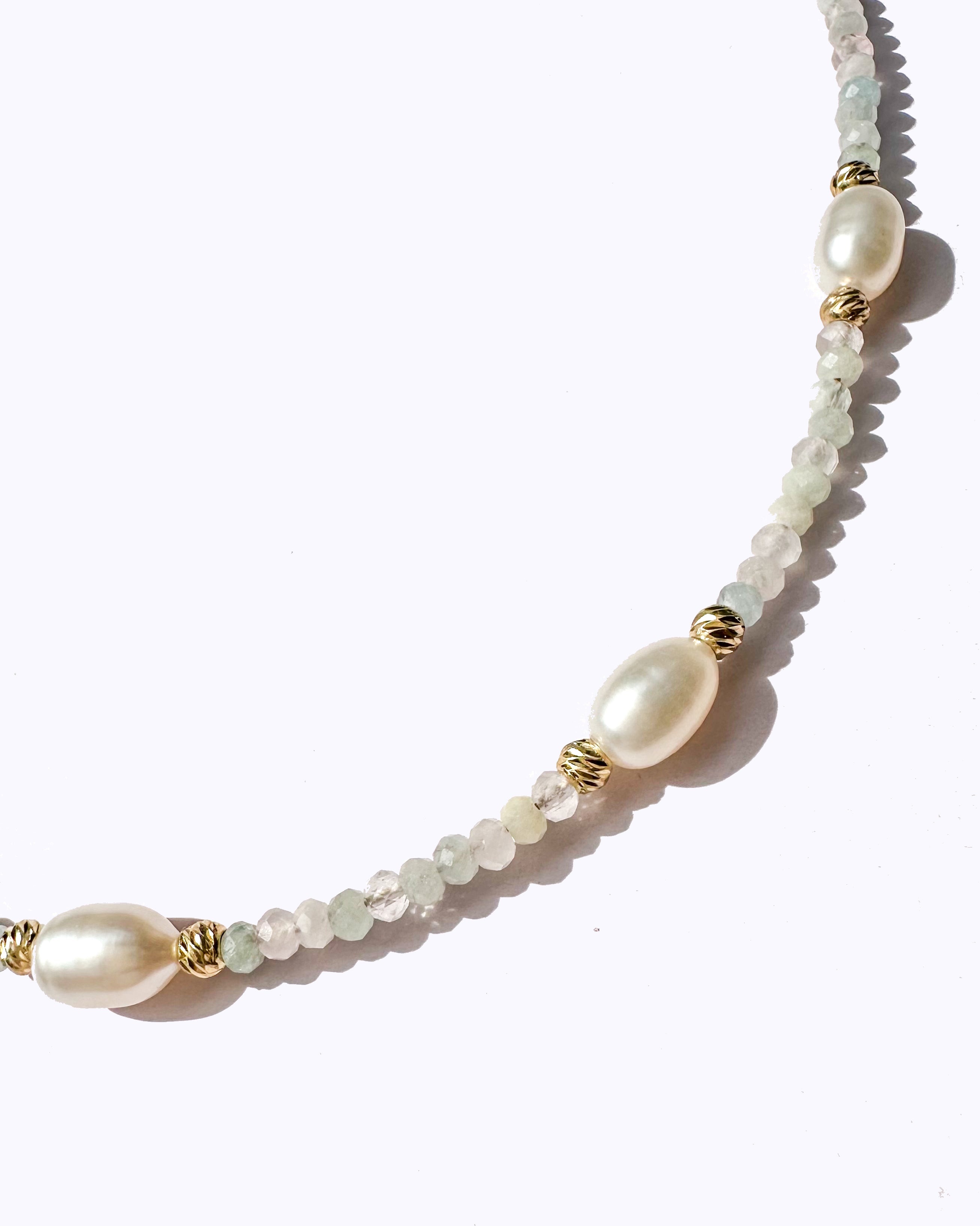 Collier ALORA - Perles d'eau douce & Morganite