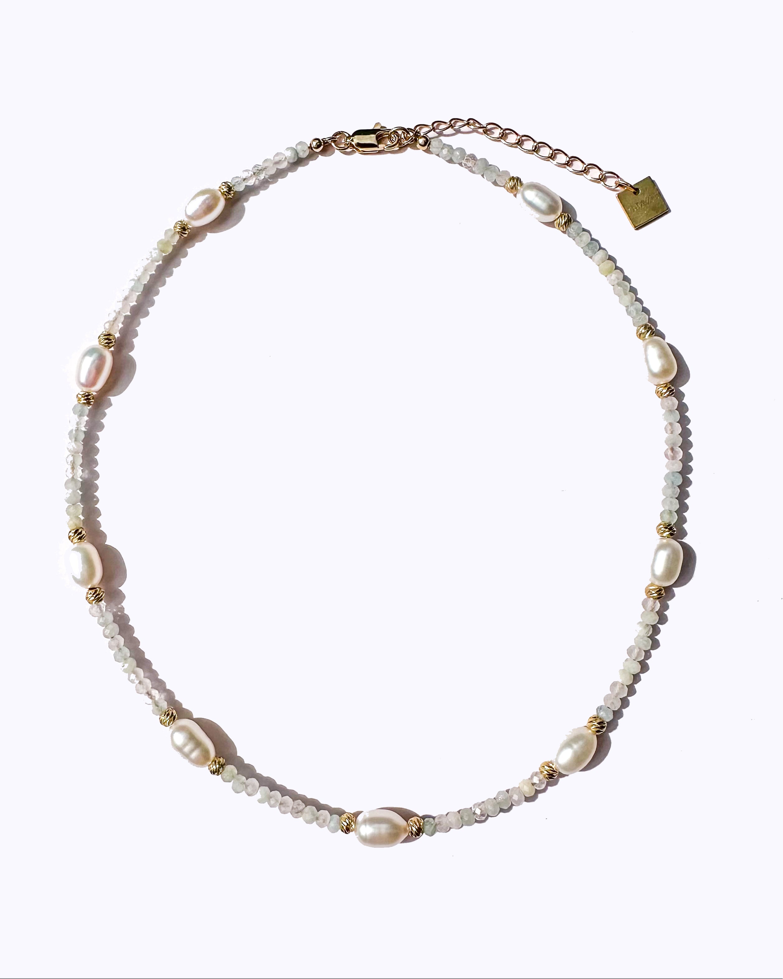 Collier ALORA - Perles d'eau douce & Morganite