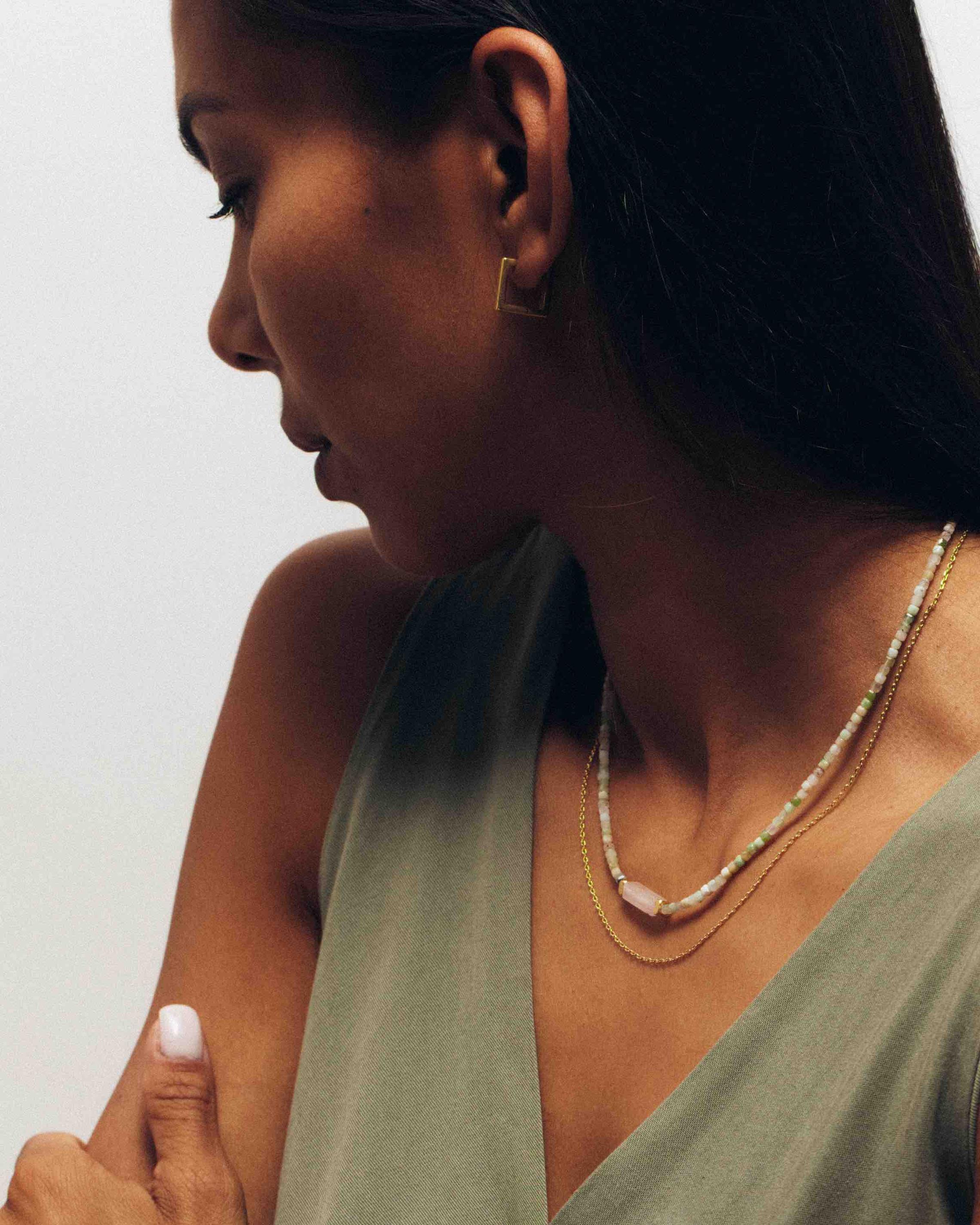 Collier INARA - Chrysoprase & Quartz rose