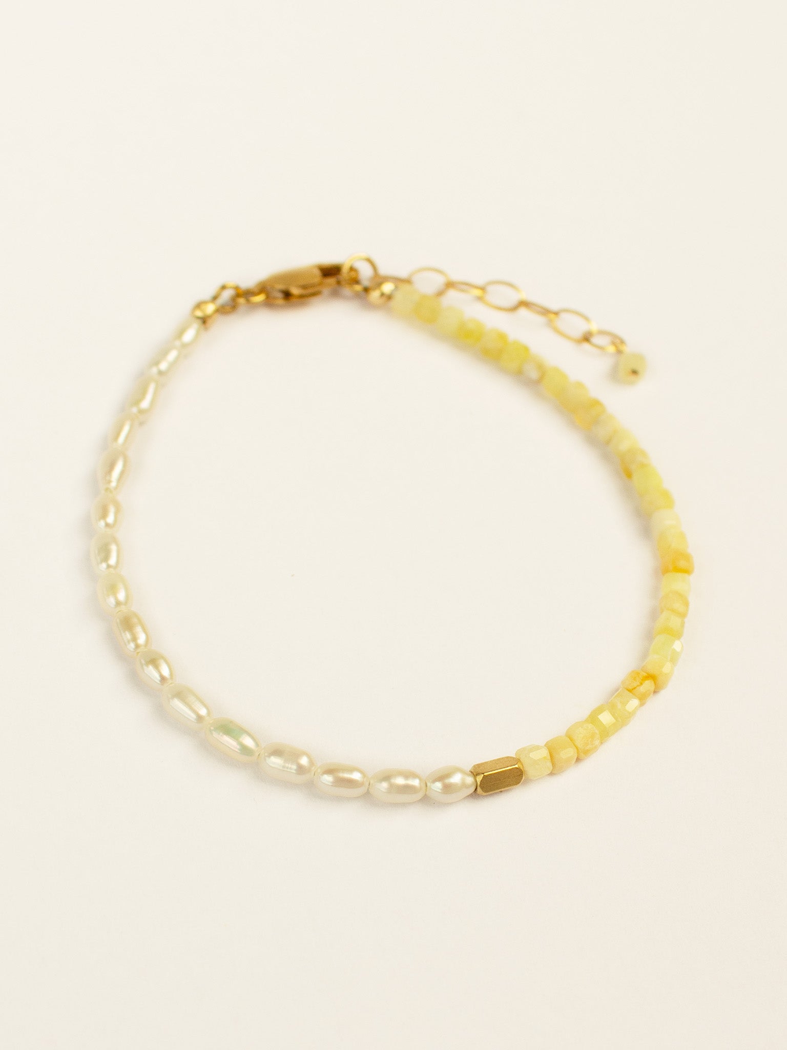 LUCINA Bracelet - Yellow Opal & Freshwater Pearls