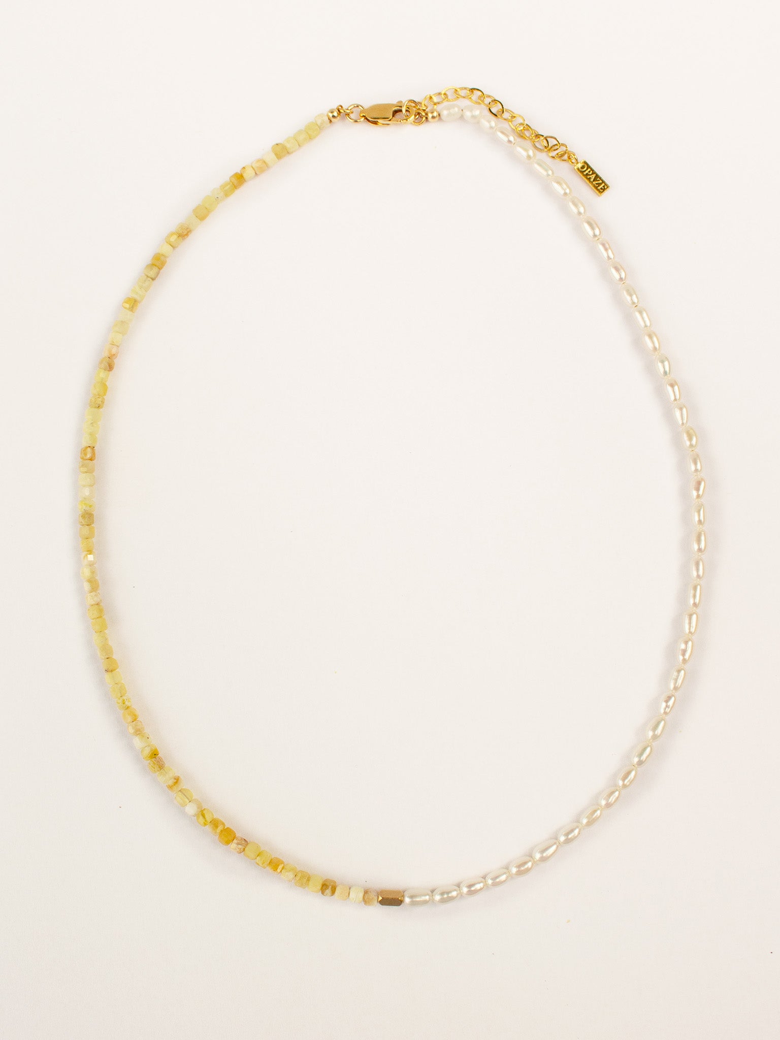 Collar LUCINA - Ópalo amarillo y perlas de agua dulce