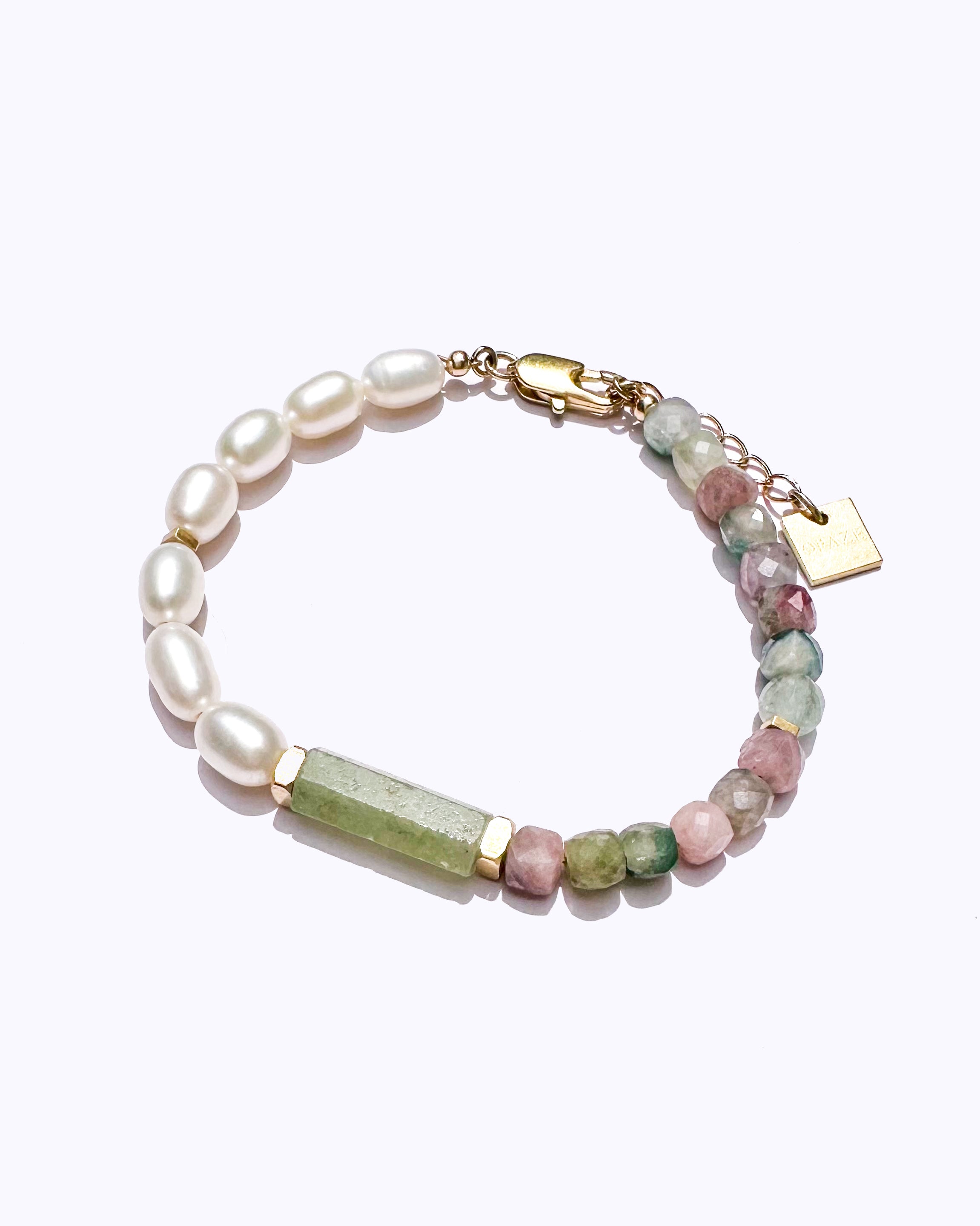 Bracelet KASIA - Perle d'eau douce, Tourmaline & Aventurine